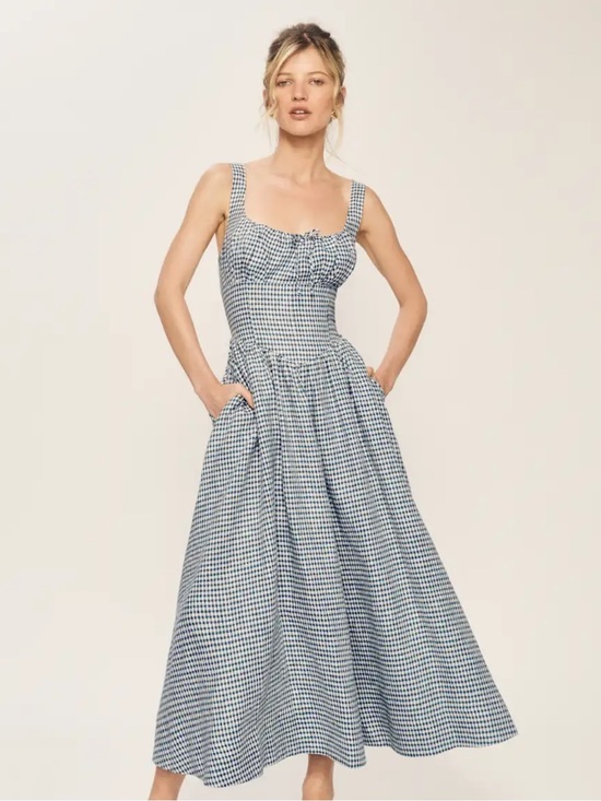 Reformation Dresses & Skirts - Reformation Balia Linen Blue Gingham Maxi Dress